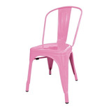 Silla de comedor DeSillas Tolix, estructura color rosa, 6 unidades