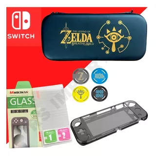 Case Nintendo Switch Zelda + Pelicula + 4 Grip Zelda + Tpu