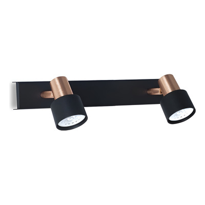 Aplique Direccionable Boa 5252 2xgu10 Negro Con Cobre