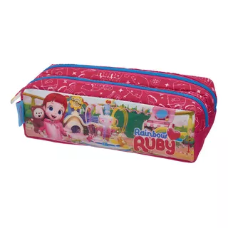 Estojo Duplo Escolar Rainbow Ruby Porta Lápis Infantil