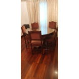 Juego De Comedor Antiguo Mesa Extensible C/vidrio+ 6 Sillas