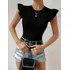Blusa Camiseta Remera Negra De Dama Con Volado