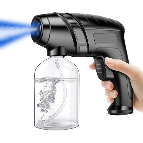Desinfectante Pistola Sanitizante Difusor Con Luz Azul Color Negro
