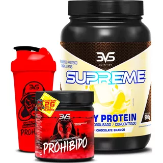 Whey Protein 3w Supreme 900g + Pré Treino Prohibido 360g