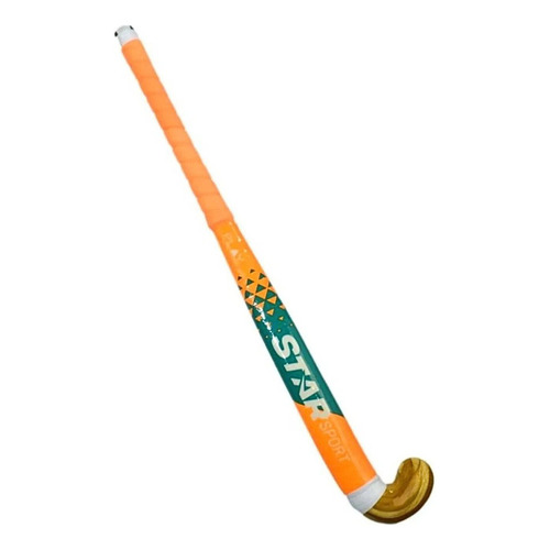 Palo De Hockey Starsport Play Madera Inicial Adulto Junior Color Naranja Verde 32