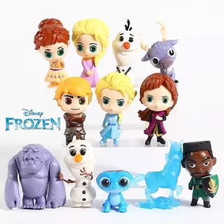 Frozen Miniatura 12pcs Princesas Ana E Elsa Coleção Disney