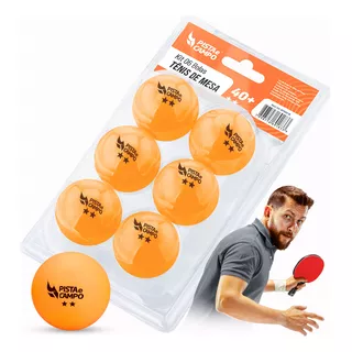 Kit 6 Bolinhas Ping Pong Tênis De Mesa Pista E Campo - Laranja