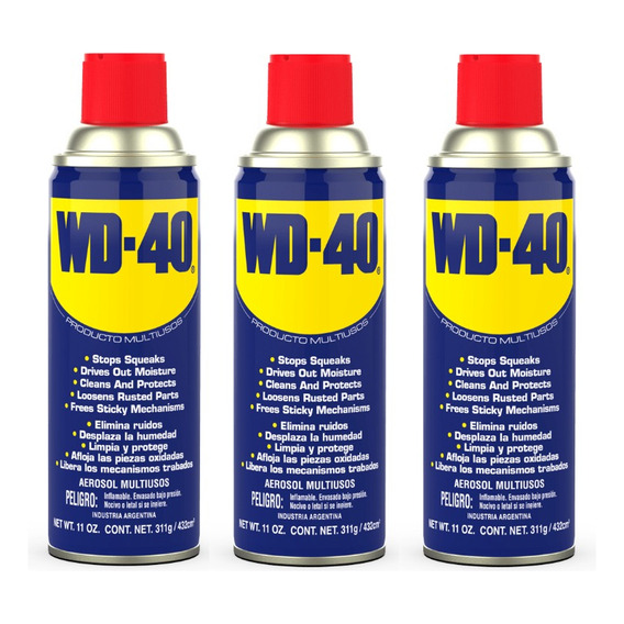 3 Aerosoles Wd-40 Lubricante Antioxidante Antihumedad 311g