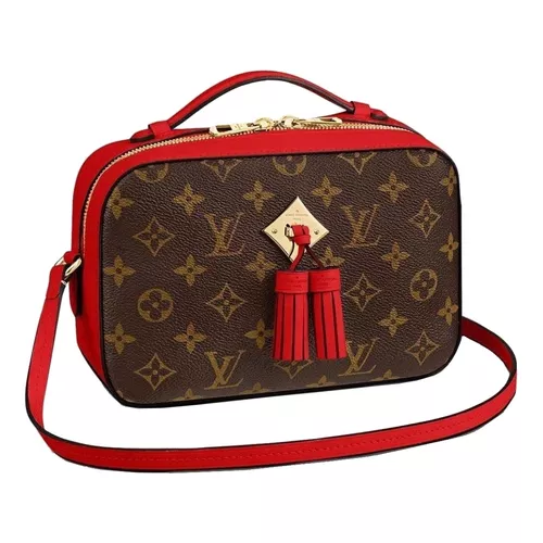 Bolsa bandolera Louis Vuitton Saintonge diseño monogram de lona y cuero de  becerro coquelicot red con correa de hombro roja asas color rojo y herrajes  oro