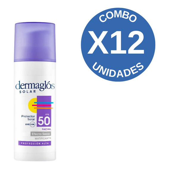 Pack X12 Dermaglós Protector Solar Fps 50 Efecto Seco 50 Ml