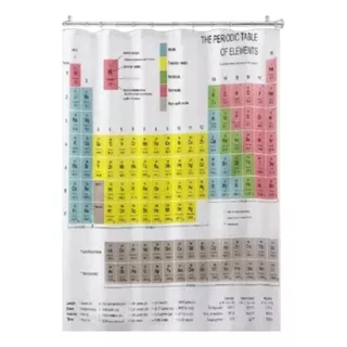 Cortina De Baño Tabla Periodica Con Ganchos Tela Antihongos