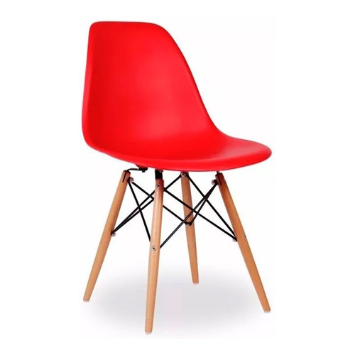 Silla Eames Sillas Living Comedor Colores Varios LG Color de la estructura de la silla Madera Color del asiento Rojo Diseño de la tela Plastico