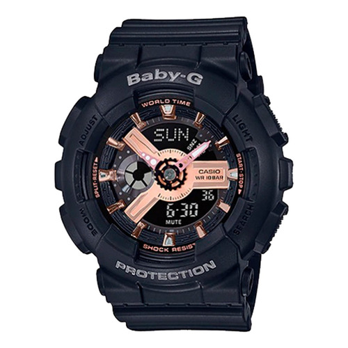 Reloj Casio Baby-g Ba-110rg-1adr Resina Mujer 100% Original Color de la correa Negro Color del bisel Negro Color del fondo Negro