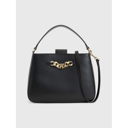 Bolso Satchel Negra De Mujer Con Cadena Tommy Hilfiger