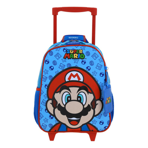 Mochila Chica Chenson Ruedas Niño Escolar Llantas Kinder Mario Bros Flep Mb66131-9 Carro De Fabrica