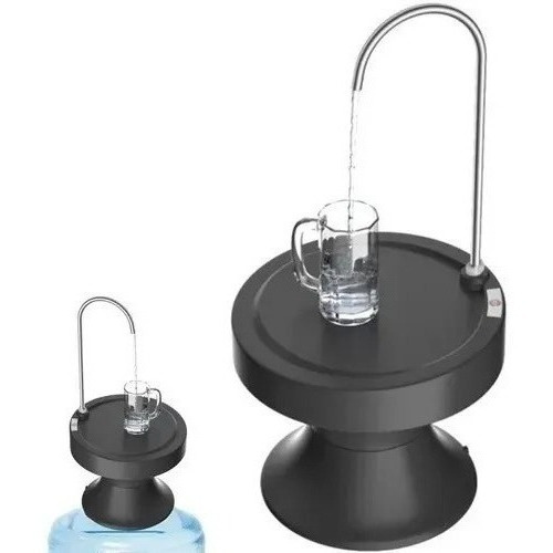 Bomba Dispensador Agua Recargable Electrico Base Para Vaso Color Negro