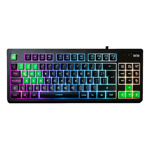 Teclado gamer VSG Pulsar QWERTY español latinoamérica color negro con luz RGB