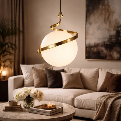  Colgante 1 Luz Helix Dorado Globo Opal Apto Led E27 Ld Dorado