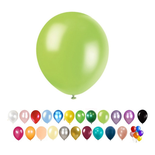 Globos Perlados Verde Manzana 12 PuLG X 25 Deco Cotillon