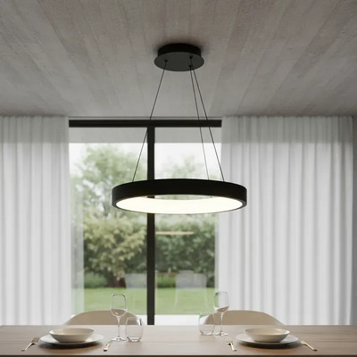 Lampara Colgante Halo Aro Led Cct Diseño Negro Ldf43040-ng Negro