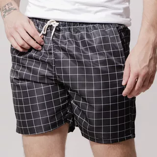 Shorts Praia Masculino Disky Xadrez Preto + Frete Grátis