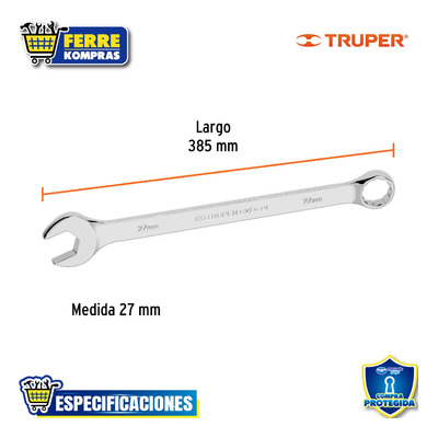 Llave Combinada Extralarga 27 Mm X 385 Mm De Largo 15629