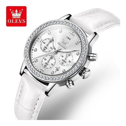 Relojes Olevs Con Cronógrafo Y Calendario Luminoso Para Muje Color del bisel Silver white