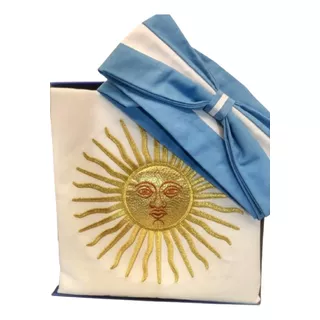 Bandera Doble Sol C/moño Ceremonia Argentina Reglamentaria