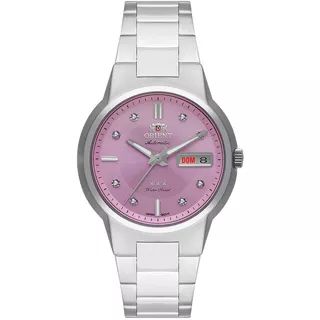 Relógio Orient F49ss024l R1sx Automatico Automatic Rosa 024 Cor Da Correia Prata Cor Do Bisel Prata