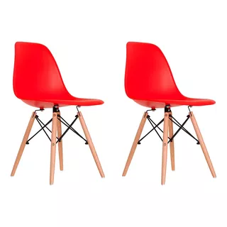 Cadeira De Jantar Empório Tiffany Eames Dsw Madera, Estrutura De Cor  Vermelho, 2 Unidades
