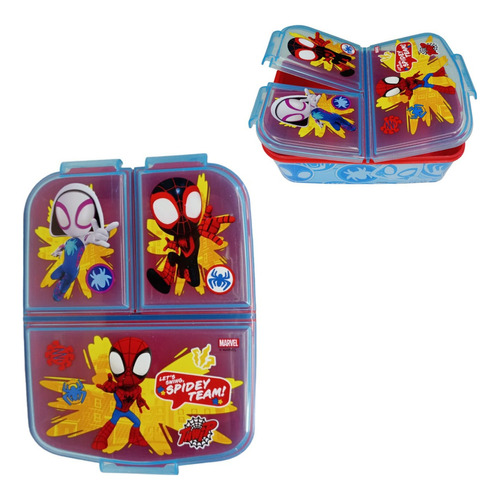 Lunchera Con Divisiones Infantil Vianda Escolar Spiderman Color Celeste Spiderman - Spidey