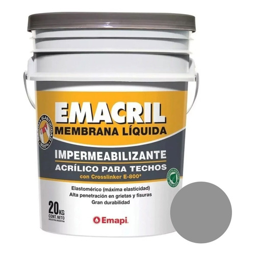 Membrana Liquida Impermeabilizante Acrilico Emacril 20 Kg Color Gris