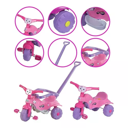 Triciclo Motoca Infantil Tico Tico Pets Rosa Magic Toys 2811