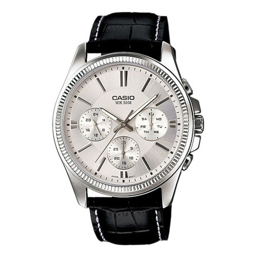 Reloj Casio Mtp-1375l-7av Cuero, Elegante, Fecha Y Día