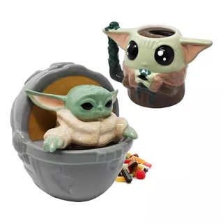 Set Taza Y Dulcero Stars Wars Original Ceramica Baby Yoda