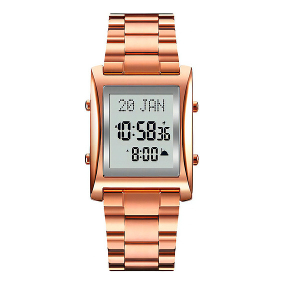 Reloj Hombre Skmei 1815 Digital Alarma Qibla Direccion Color de la malla Dorado/Rosa Color del fondo Blanco