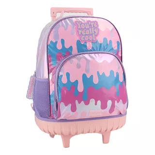 Mochila Con Carro Trendy 18 PuLG Colores Carrito Escolar Color Rosa