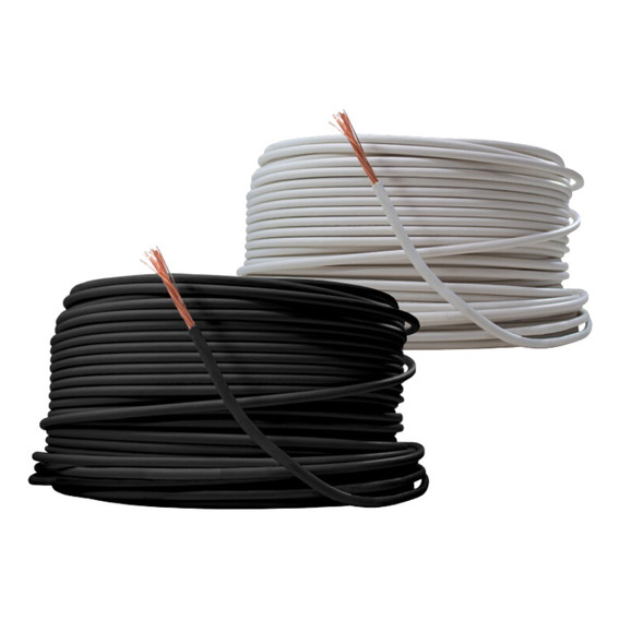 Kit 2 Cables Electrico Cca Calibre 8 Blanco Y Negro 50 M