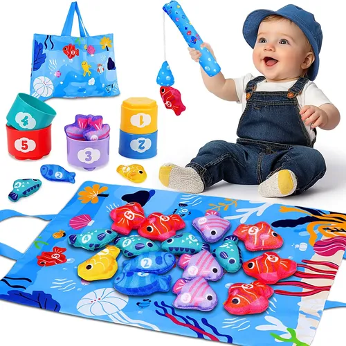 Caja De Pañuelos Educativa 7 En 1 MFUSUL, Juguete Montessori De Pesca Y Actividades Sensoriales Para Bebés De 6 Meses A 3 Años