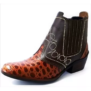 Bota Country Peao Cowboy De Couro Botina Original Campolina