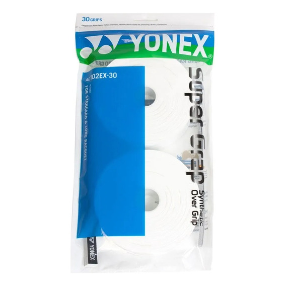 Empuñadura Yonex-Super Grap, rollo con 30 unidades, color blanco