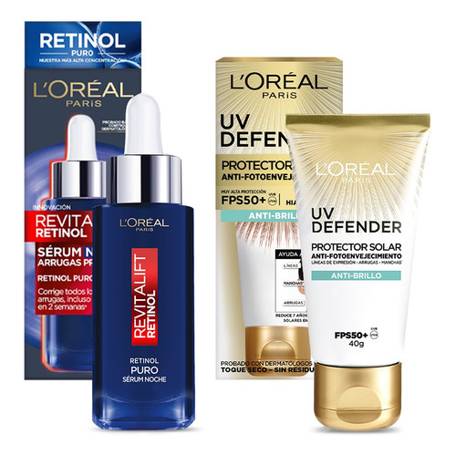 L'oréal Paris Kit Sérum Revitalift Retinol + Uv Antibrillo