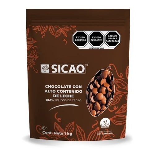 Chocolate Con Leche 28.5% Cacao De 1kg, Marca Sicao