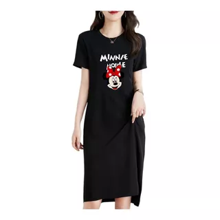 Vestido/camiseta Casual De Manga Corta Mickey Para Mujer