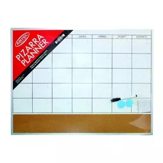 Pizarra Planner Blanca Y Corcho Artel Marco Aluminio 60x45 C