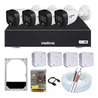 Kit 4 Cameras Intelbras Full Color 1080p Day Night Hd 1 Tb