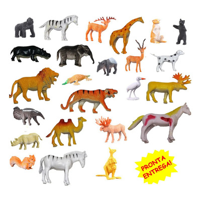 12 Animais Safari Girafa Elefante Macaco Leão Brinquedo