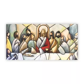 Quadro Santa Ceia Religioso Jesus Decoração Canvas 120x65cm