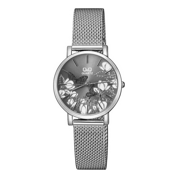 Reloj Mujer Q&q Flowers Acero  Colección De Lujo Dama Qyq