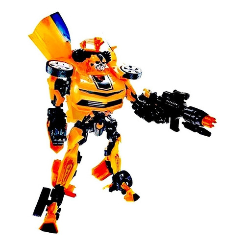 Transformer Robot Auto Camaro Bumblebee Gigante Luz Y Sonido Color Amarillo